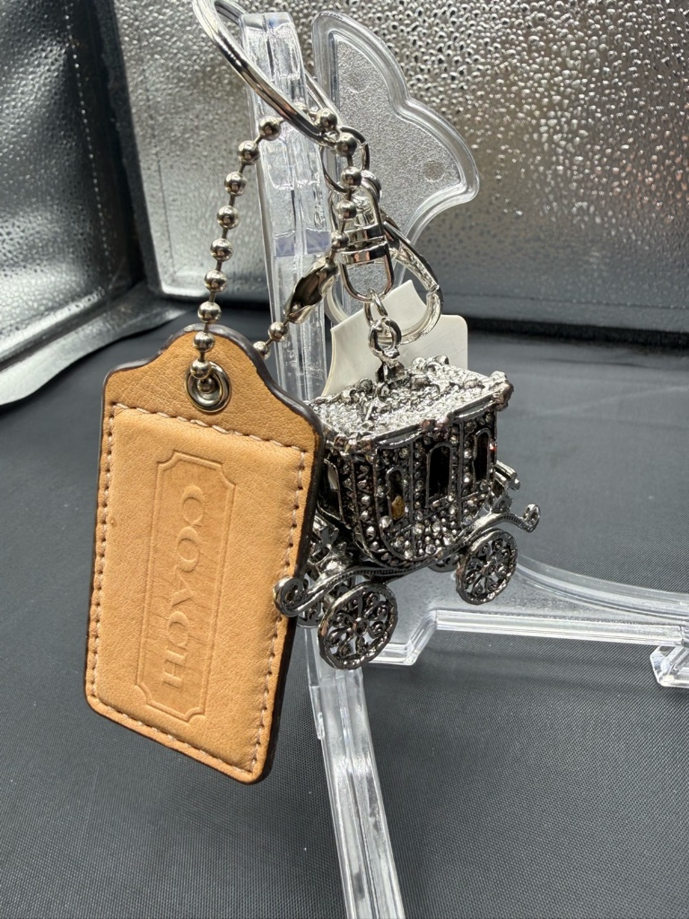 Coach Leather Tag authentic hangtag with unbranded keychain